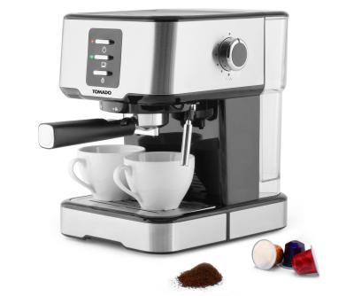 Tomado TPM1502S/01 TPM1502S Pistonmachine - inhoud: 1,5 liter - RVS/zwart Koffiezetapparaat Espresso houder